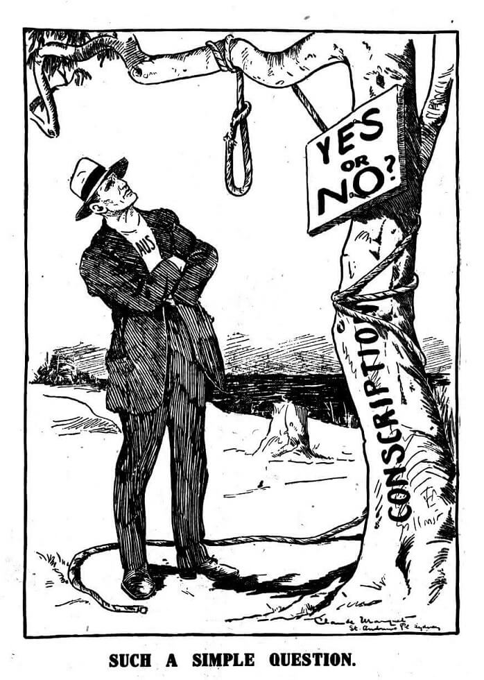 Cartoon representing conscription